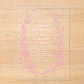 Elegante französische Rosa-Toile-Blumenhochzeit Acryleinladungen (Vorderseite)