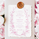 Elegante französische Rosa-Toile-Blumenhochzeit Einladung<br><div class="desc">Elegante französische Rosa-Toile-Blumenhochzeit</div>