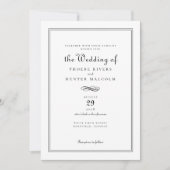 Elegante französische Schwarz-weiße Hochzeit Einladung (Vorderseite)