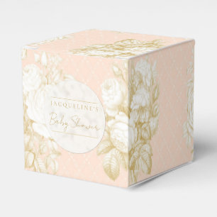Elegante französische Toile Girl Babydusche Blush Geschenkschachtel