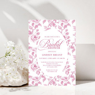 Elegante französische Toile-Rosen rosa Brautparty Einladung