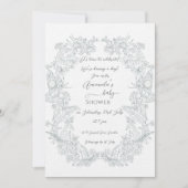 Elegante französische Tropical Floral Baby-Dusche Einladung (Vorderseite)