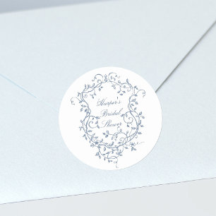 Elegante französische viktorianische blaue Brautpa Runder Aufkleber