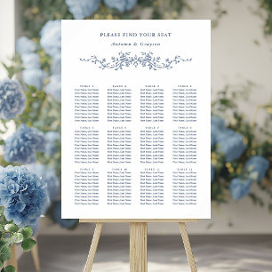 Elegante französische viktorianische blaue Hochzei Poster