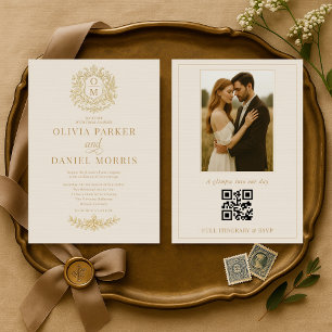 Elegante französische viktorianische Foto-QR-Code- Einladung