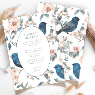 Elegante französische Vintage-Blau-Chinoiserie-Hoc Einladung