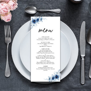 Elegante französische Vintage Hochzeit in Blau mit Menükarte