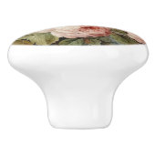 Elegante französische Vintage Rose Blumenrosa Deko Keramikknauf (Seitenansicht)