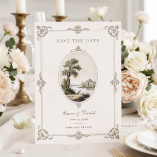 Elegante französische Vintage-Schloss-Hochzeit Save The Date