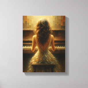 Elegante Frau am Piano Leinwanddruck