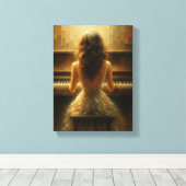 Elegante Frau am Piano Leinwanddruck (Insitu (Holzboden))