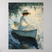 Elegante Frau auf Rowboat bei Sunset - Impressioni Poster (Vorne)
