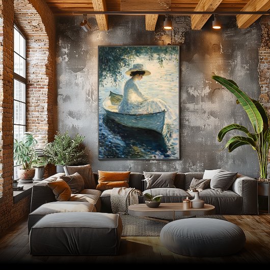 Elegante Frau auf Rowboat bei Sunset - Impressioni Poster