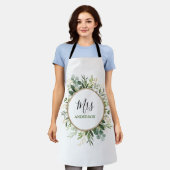 Elegante Frau Greenery Gold Custom Wedding Monogra Schürze (Getragen)