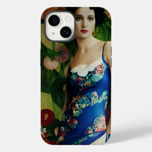 Elegante Frau im Art Deco-Stil mit großen Blumen K Case-Mate iPhone 14 Hülle