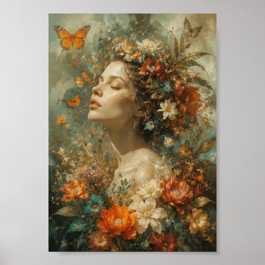 Elegante Frau im botanischen Modeporträt Poster (Vorne)