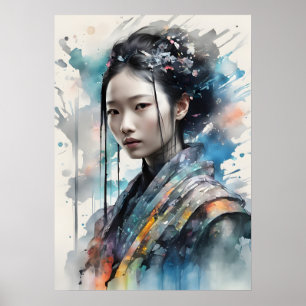 Elegante Frau im lebendigen Gewand Poster