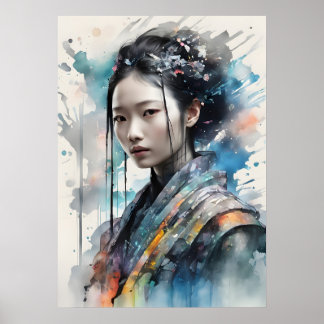 Elegante Frau im lebendigen Gewand Poster