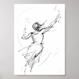 Elegante Frau im Motion Sketch - Premium Poster