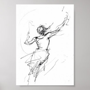 Elegante Frau im Motion Sketch - Premium Poster