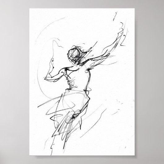 Elegante Frau im Motion Sketch - Premium Poster (Vorne)