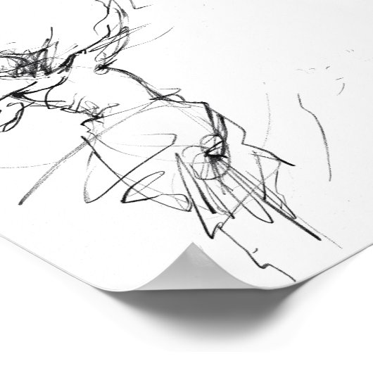 Elegante Frau im Motion Sketch - Premium Poster (Ecke)