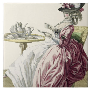 Elegante Frau in einem Kleid "ein l'Anglaise" Fliese