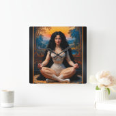 Elegante Frau in meditativer Harmonie von Xzendor7 Quadratische Wanduhr (Zuhause)