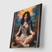 Elegante Frau in meditativer Harmonie von Xzendor7 Quadratische Wanduhr (Winkel)