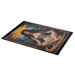 Elegante Frau in meditativer Harmonie von Xzendor7 Schneidebrett
