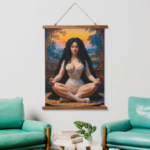 Elegante Frau in meditativer Harmonie von Xzendor7 Wandteppich Mit Holzrahmen