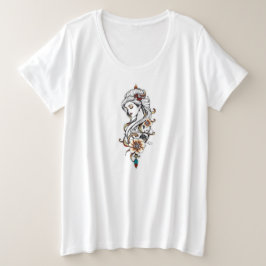 Elegante Frau mit Blume Große Größe T-Shirt
