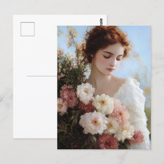 Elegante Frau mit Blume Postkarte