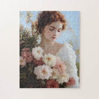 Elegante Frau mit Blume Puzzle