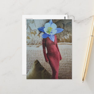Elegante Frau mit Blumenkopf Collage Postkarte