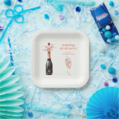 Elegante Frau mit Champagner-Kurken-Rente Pappteller (Party)