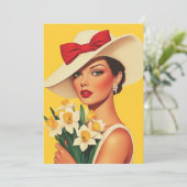 Elegante Frau mit Daffodien Einladung (Stehend Vorderseite)