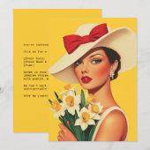 Elegante Frau mit Daffodien Einladung (Vorne/Hinten)