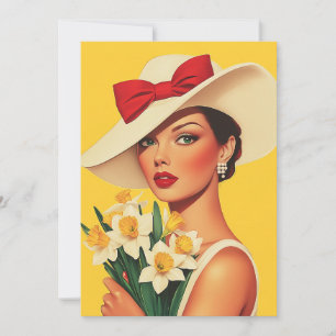 Elegante Frau mit Daffodien Einladung