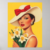 Elegante Frau mit Daffodien Poster (Vorne)