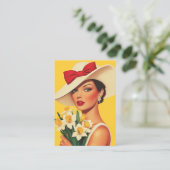 Elegante Frau mit Daffodien Visitenkarte (Stehend Vorderseite)