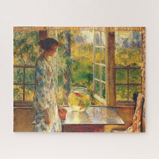 Elegante Frau mit Goldfish Bowl (Childe Hassam) Puzzle (Horizontal)