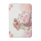 Elegante Frau mit Peonies Kunst, Dichtung und Musi Badematte (Vorderseite Vertikal)