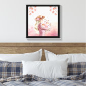 Elegante Frau mit Peonies Kunst, Dichtung und Musi Leinwanddruck (Insitu (Schlafzimmer))