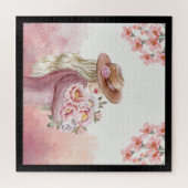 Elegante Frau mit Peonies Kunst, Dichtung und Musi Puzzle (Horizontal)