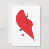 elegante Frau mit rotem Hut Einladung (Vorderseite)