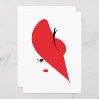 elegante Frau mit rotem Hut Einladung