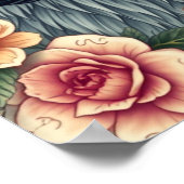 Elegante Frau mit Wolf und Blumen Poster (Ecke)