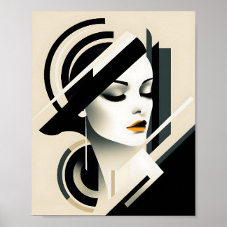 Elegante Frau Portrait Illustration Stilvolle Kuns Poster
