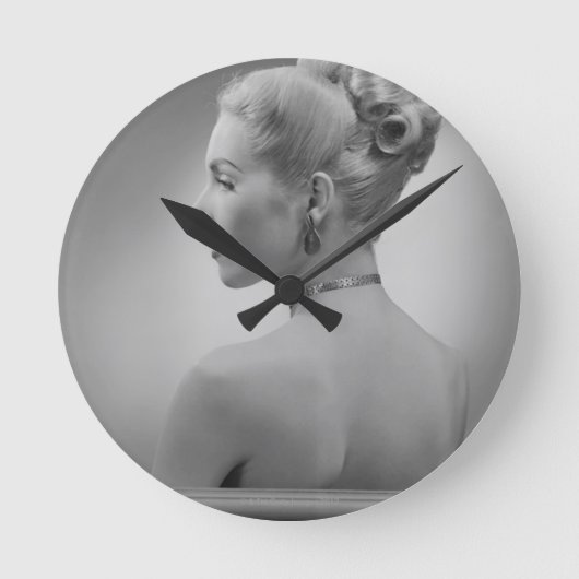 Elegante Frau Runde Wanduhr (Vorderseite)